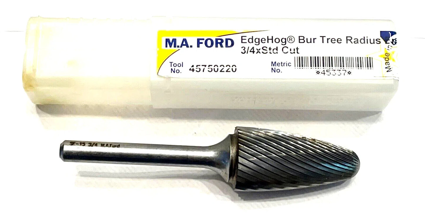 M.A. Ford Tree Shape SF-15 Carbide Burr Radius End 3/4" Diameter 1/4" Shank