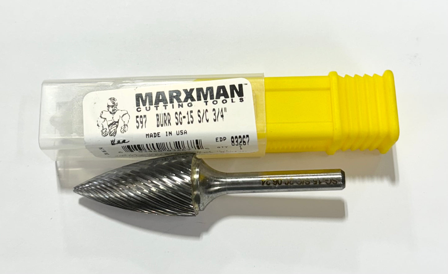 Marxman SG-15 3/4" Carbide Burr Tree Shape Pointed End Single Cut 1/4" Shank USA