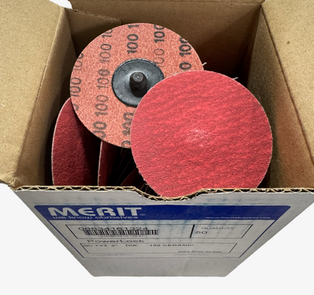 Merit 3" Roloc Sanding Discs 100 Grit Ceramic 50 Pack