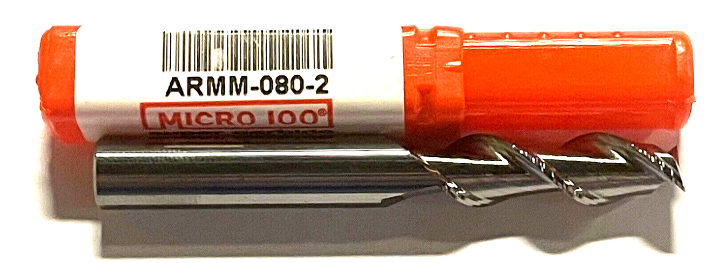 Micro 100 8mm Carbide End Mill 2 Flute High Performance 45° Helix USA Made