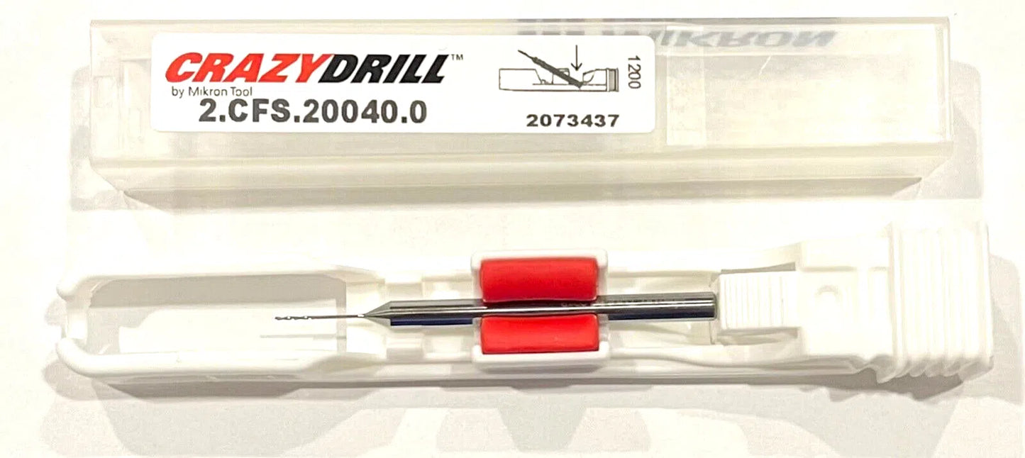 Mikron Tool 0.40 Solid Carbide Drill 20xD 140° Flexible Deep Hole Drilling