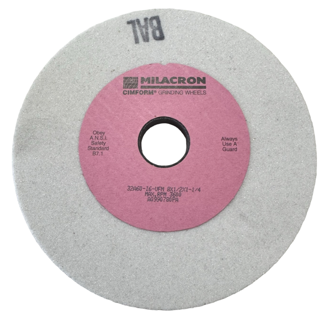 Milacron 8" x 1/2" x 1-1/4" Surface Grinding Wheel 32A60-I6-VFM