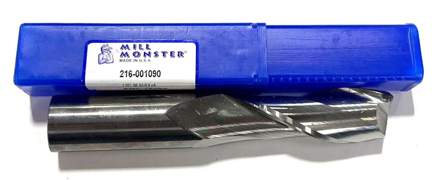 Mill Monster 1" Carbide End Mill Extra Long 2 Flute 216-001090 USA Made