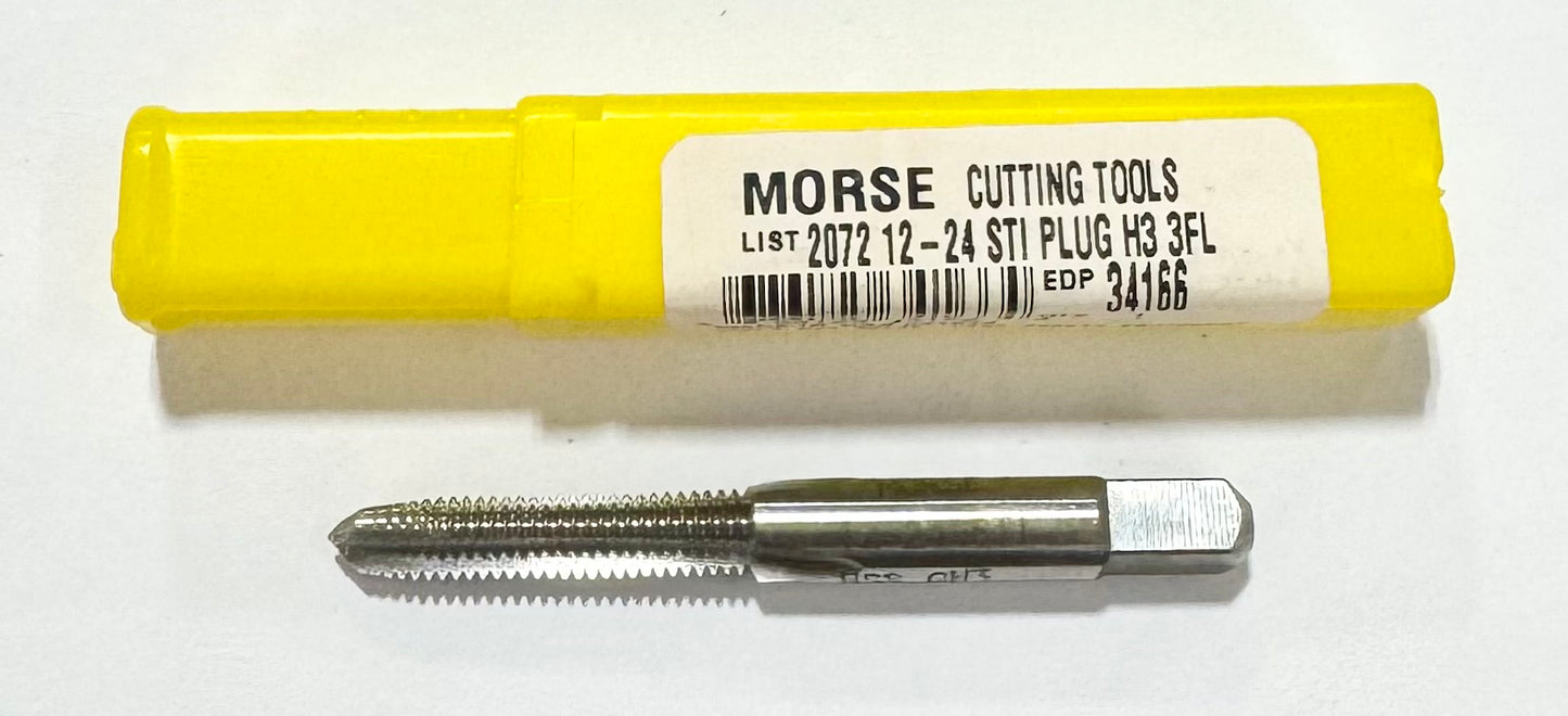 Morse 12-24 HSS STI Plug Tap 3 Flute H3 for Helicoil Screws USA Made