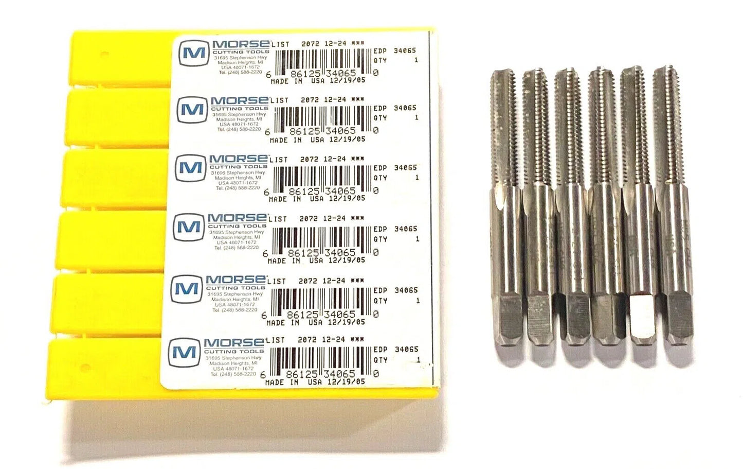 Morse 12-24 STI Bottoming Taps HSS H2 3 Flute USA Made 6 Pack 34065