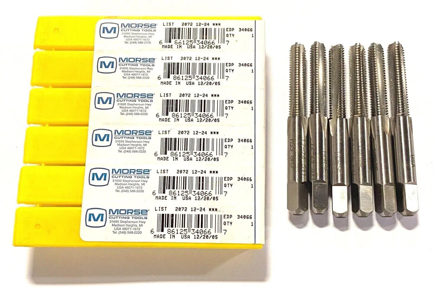 Morse 12-24 STI Bottoming Taps HSS H3 3 Flute USA Made 6 Pack 34066