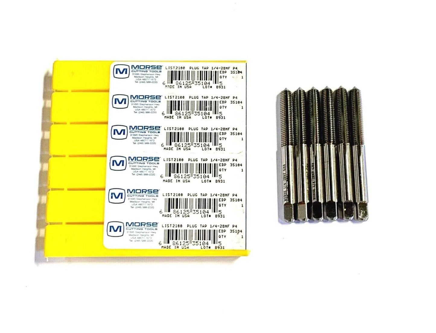 Morse 1/4-28NF Thread Forming Tap Plug Taps P4 HSS USA Made 6 Pack