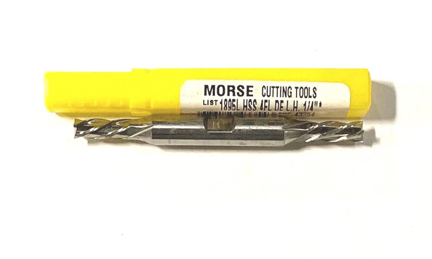 Morse 1/4" Double End Mill Left Hand Cut High Speed Steel USA Made 43354