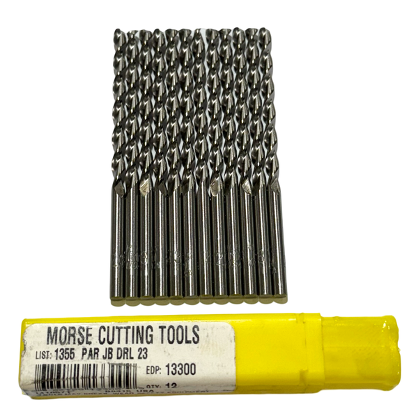 Morse #23 HSS Drill Bit Jobber Length Parabolic Flute USA Made 12 Pack