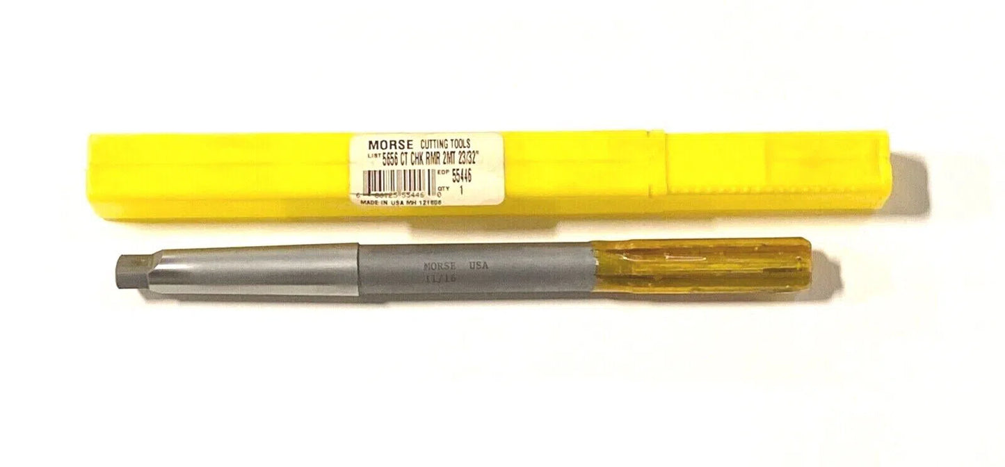 Morse 23/32" Chucking Reamer Taper Shank Carbide Tipped 2MT USA Made 55446