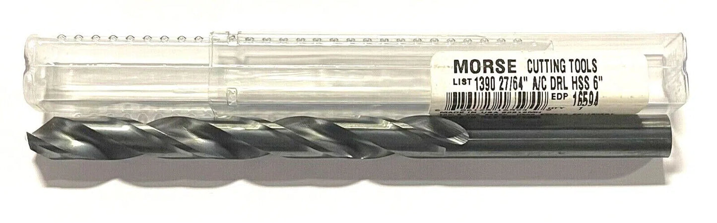 Morse 27/64" x 6" HSS Aircraft Extension Drill Black Oxide USA Made 16594