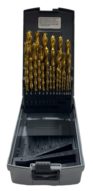 Morse 29 Piece HSS Jobber Drill Set 1/16-1/2 x 64ths 118 Deg Tin Coated USA