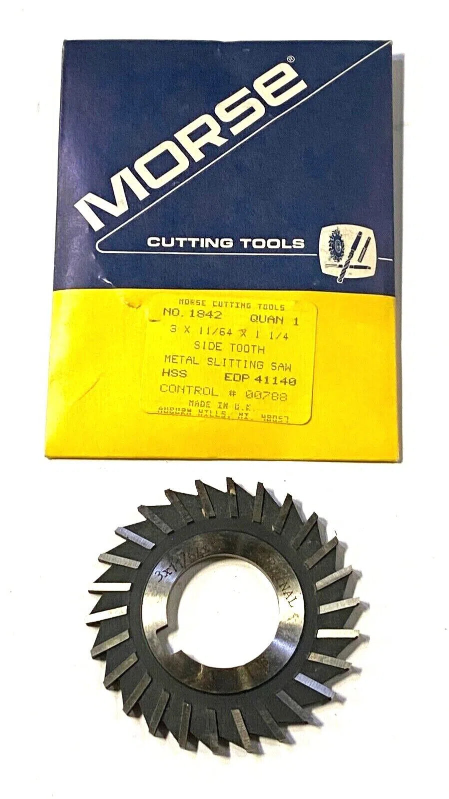 Morse 3" x 11/64" x 1-1/4" Metal Slitting Saw HSS Straight Tooth 41140