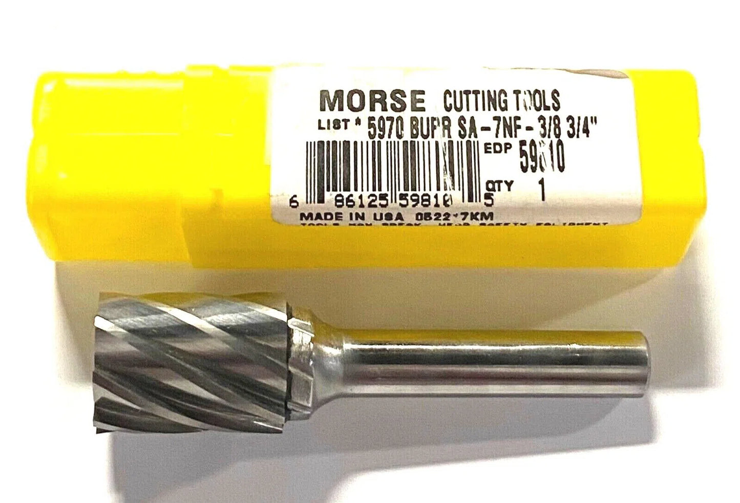 Morse 3/4" Cabide Burr SA-7NF Cylinder Shape 3/8" Shank NF Burr USA Made