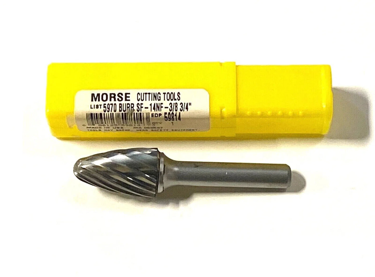 Morse 3/4" Carbide Burr Tree Shape Radius End 3/8" Shank 1-1/4" Cut USA Made