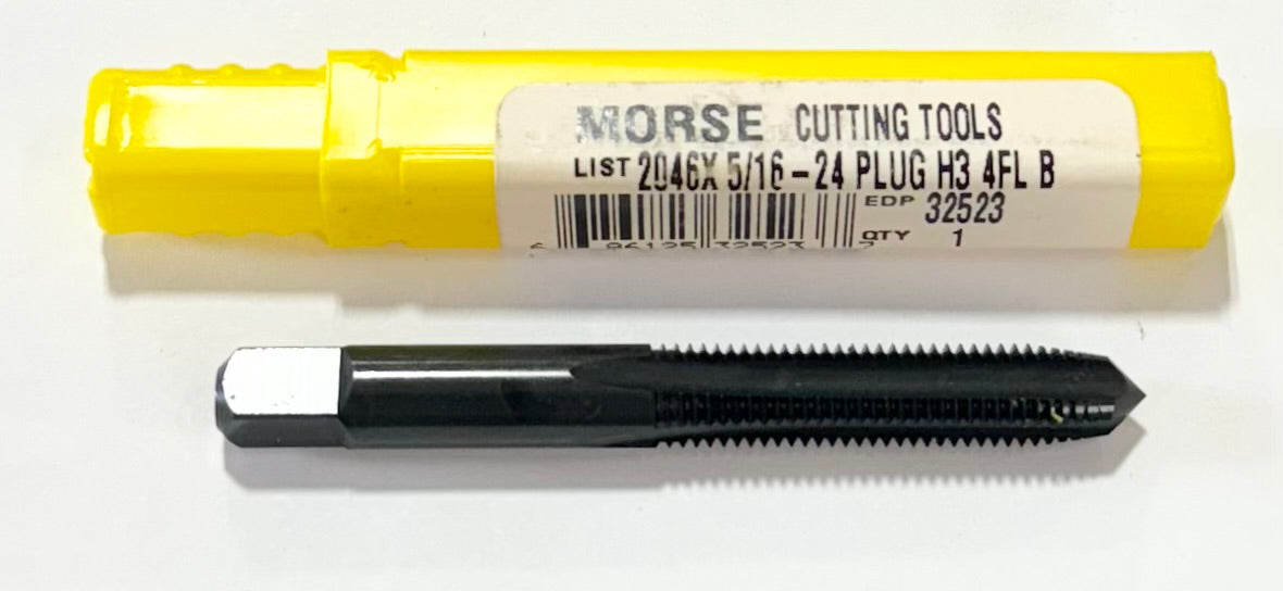 Morse 5/16"-24 HSS Hand Tap 4 Flute H3 Plug Tap Steam Oxide USA Made