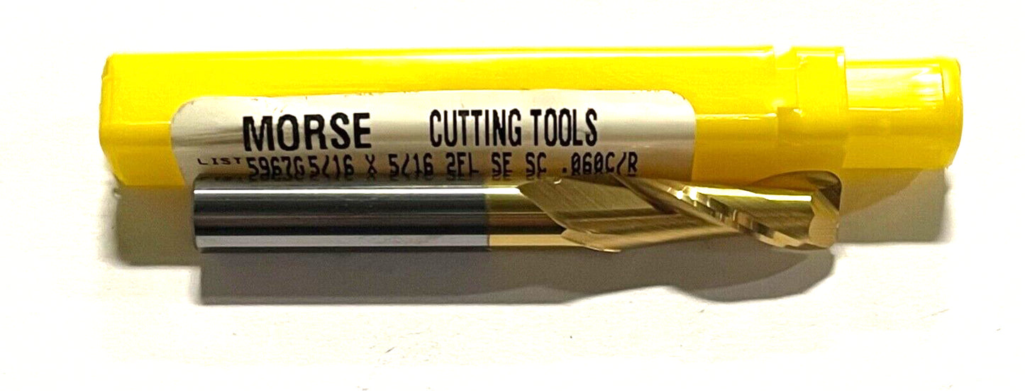Morse 5/16" Carbide End Mill Tin Coated .060" Radius 2 Flute Finishing End Mill