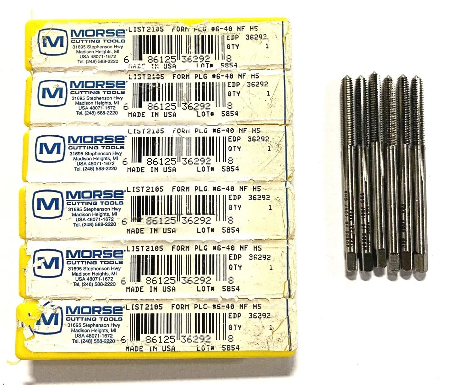 Morse 6-40 Tap HSS Thread Forming Plug Taps H5 USA Made 6 Pack 36292