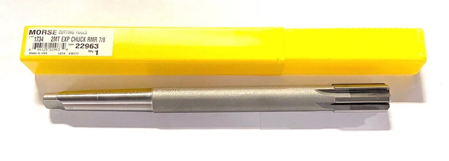 Morse 7/8" Expansion Chucking Reamer Taper Shank 2MT HSS USA Made 22963