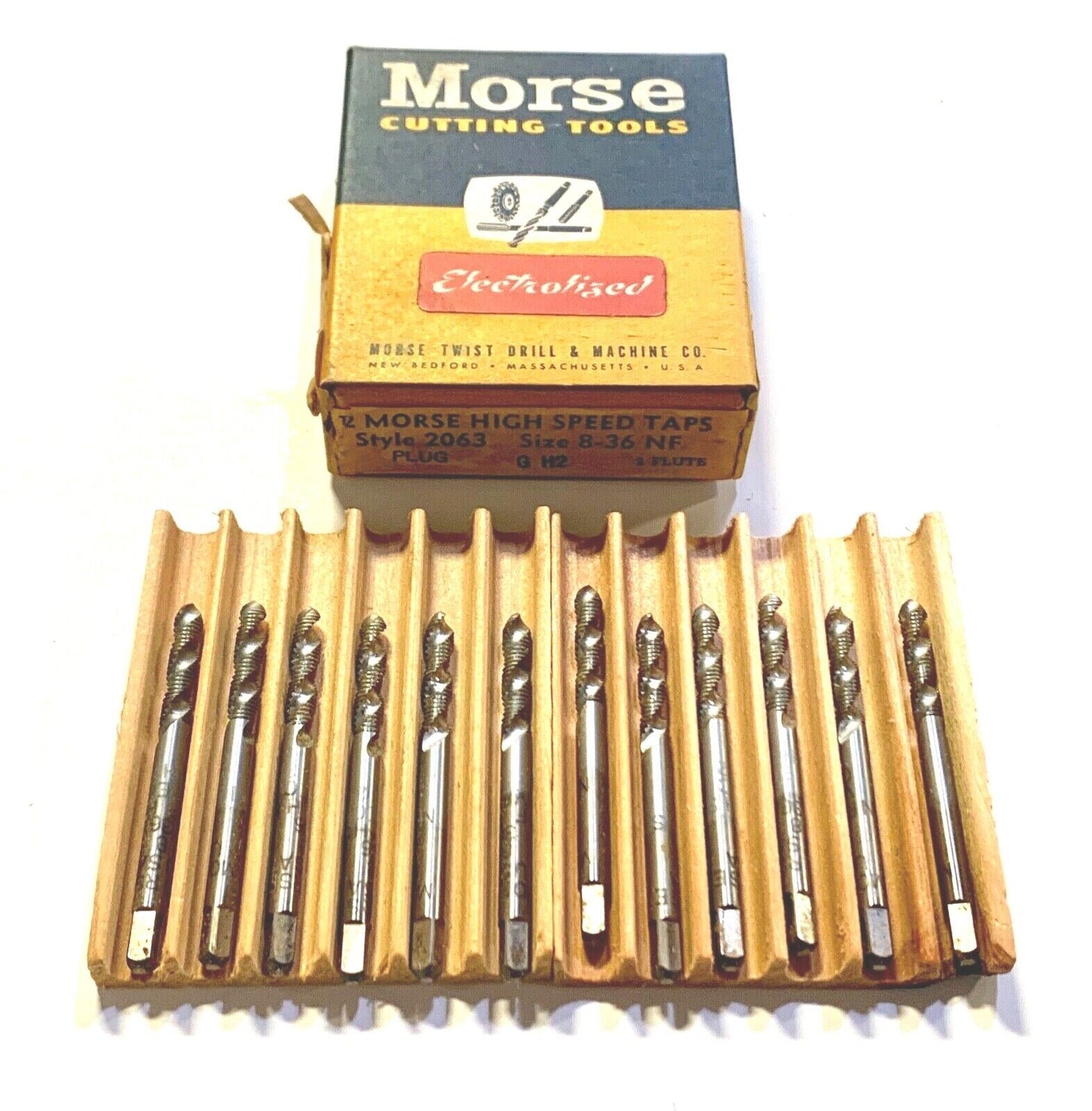 Morse 8-36 Spiral Flute Tap Plug Taps HSS H2 12 Pack USA Made