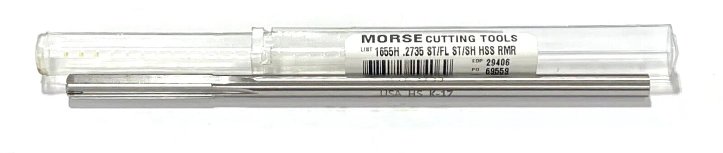 Morse .2735" HSS Chucking Reamer Straight Shank Straight Flute USA Made 29406