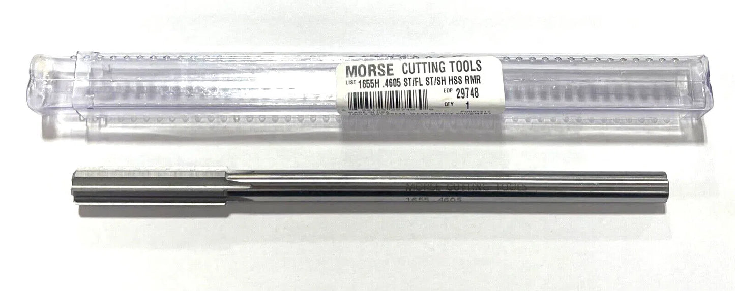 Morse .4605" HSS Chucking Reamer Straight Shank Straight Flute USA Made 29748