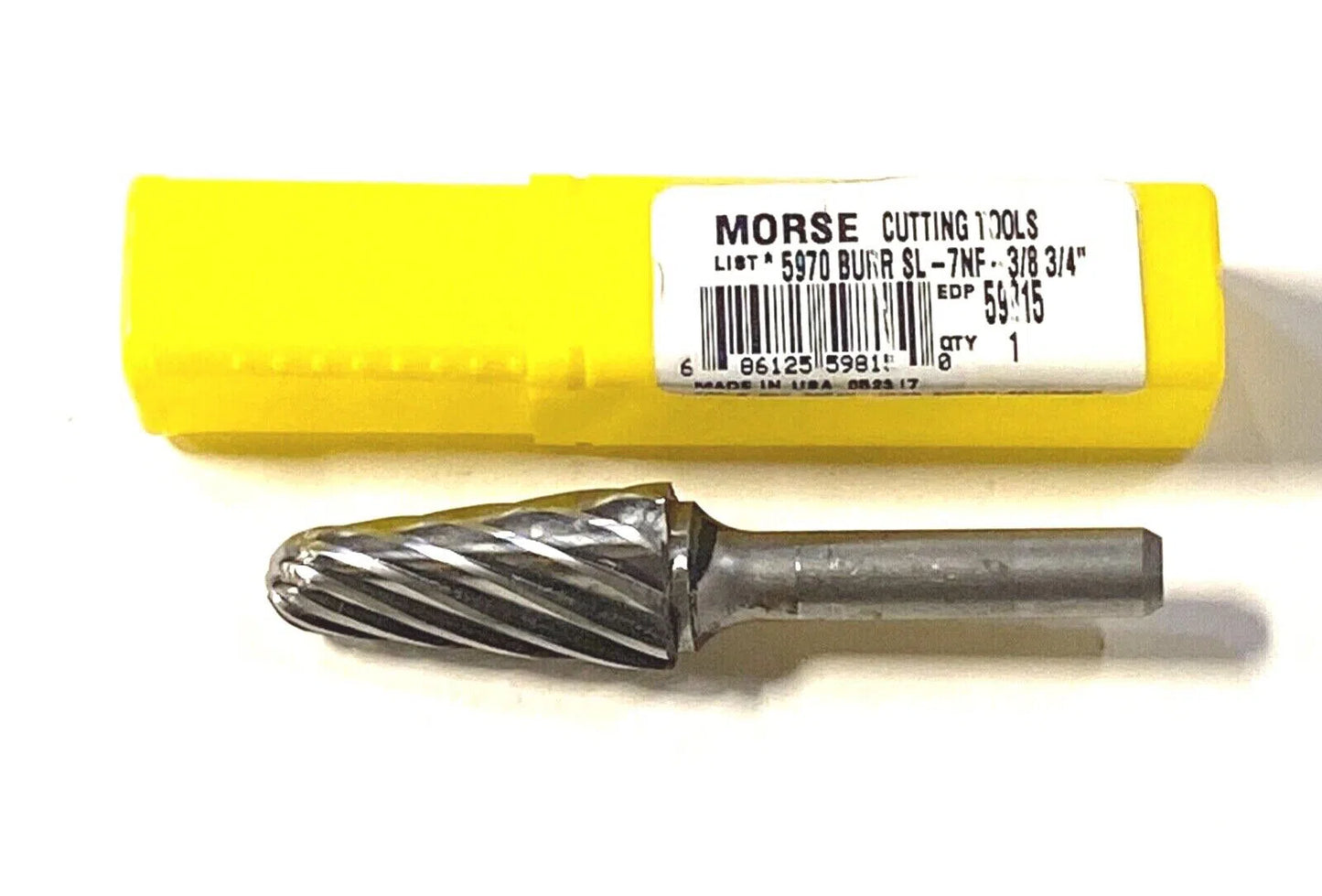 Morse 3/4" Cabide Burr Taper Shape Radius End 14° Angle 3/8" Shank USA Made