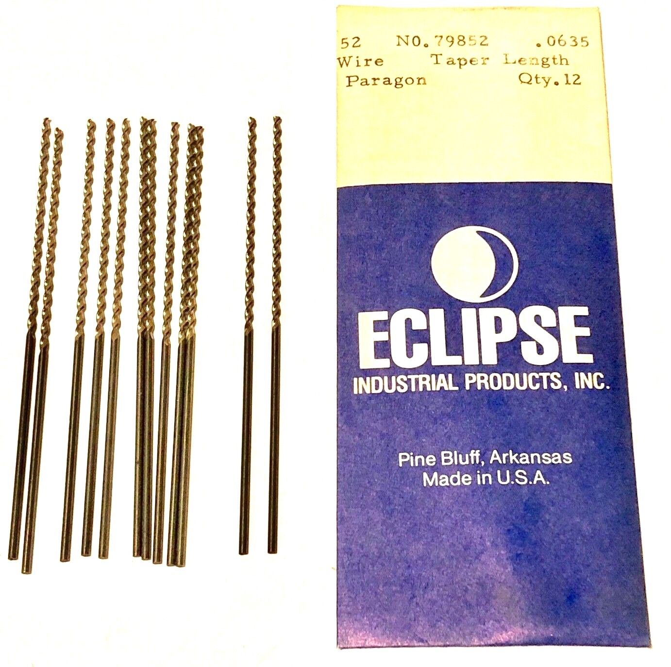 No.52 Drill Bits Taper Length High Speed Steel USA Made 12 Pack