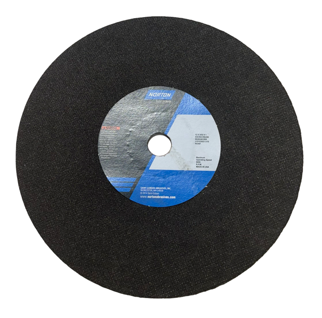 Norton 12" x 3/32" x 1" Foundry Cut-Off Wheel Type 1, 36 Grit Aluminum Oxide