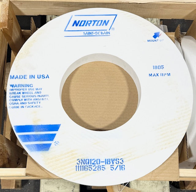 Norton 18" x 2" x 8" Surface Grinding Wheel 3NQ120-I8VS3