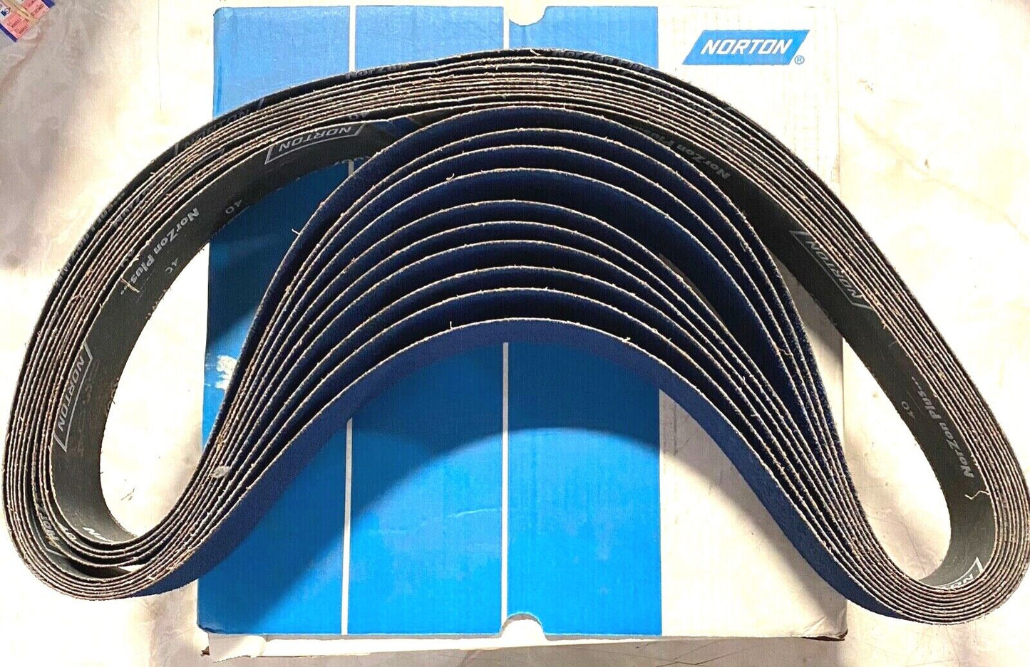 Norton 2-1/2" x 60" Sanding Belt Blue Fire R887 24 Grit Abrasive Belts 10 Pack