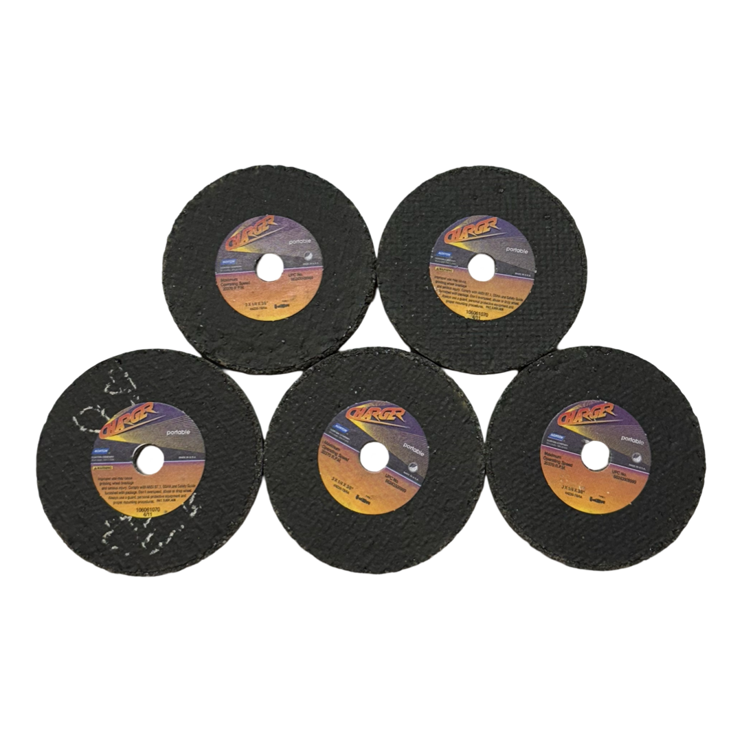 Norton CHARGER 3" x 1/4" x 3/8" Snagging Wheel AZ20-T 5 Pack