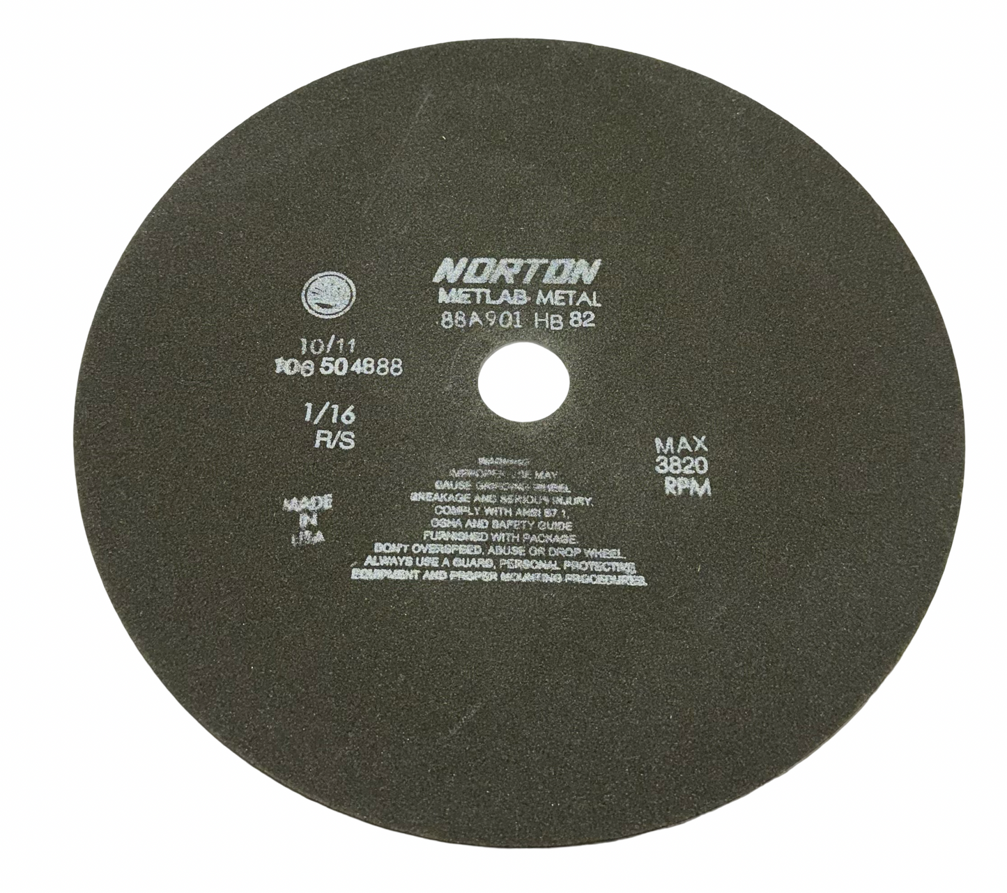 Norton MET-LAB 12" x 1/16" x 1-1/4" Metallurgical Cut-Off Wheel Aluminum Oxide 90 Grit