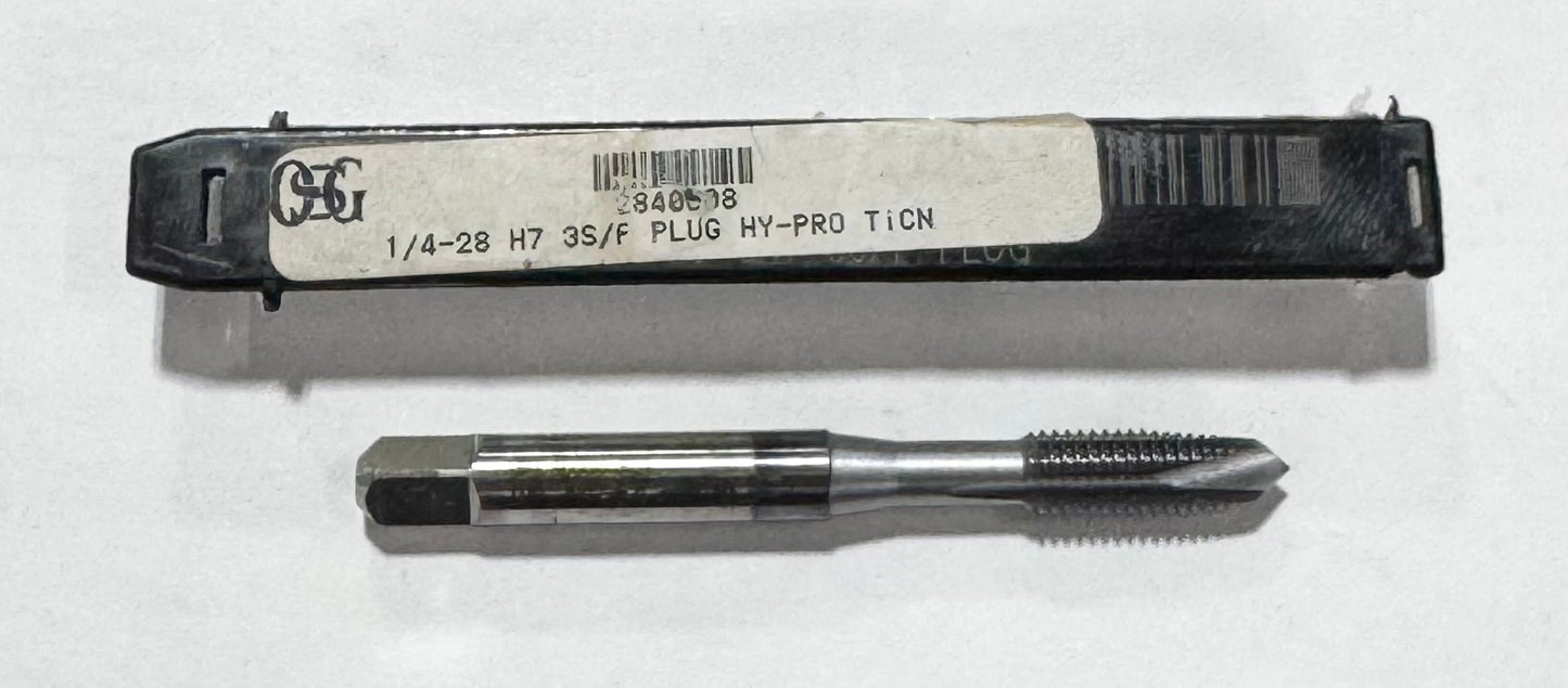 OSG 1/4"-28 Cobalt Spiral Point Plug Tap 3 Flute H7 TiCN Coated
