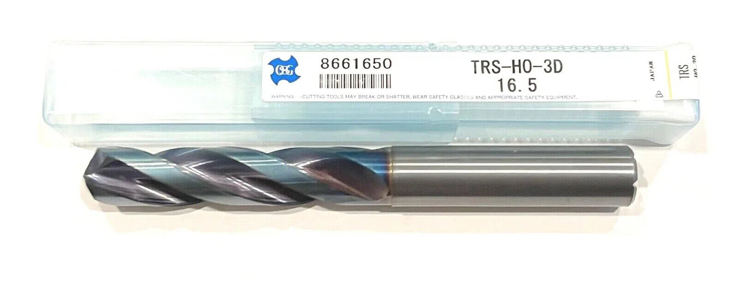 OSG 16.5mm Solid Carbide Screw Machine Drill WD1 Coating 140° 3 Flute 8661650