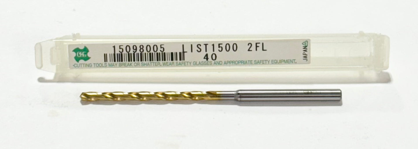 OSG #40 Cobalt Drill Bit Jobber Length Tin Coated 2 Flute