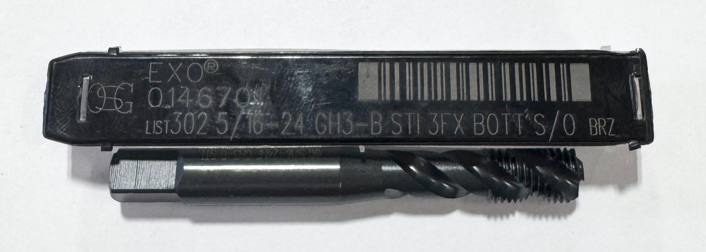 OSG 5/16"-24 HSS-V Spiral Flute STI Tap 3 Flute GH3 Bottoming Tap