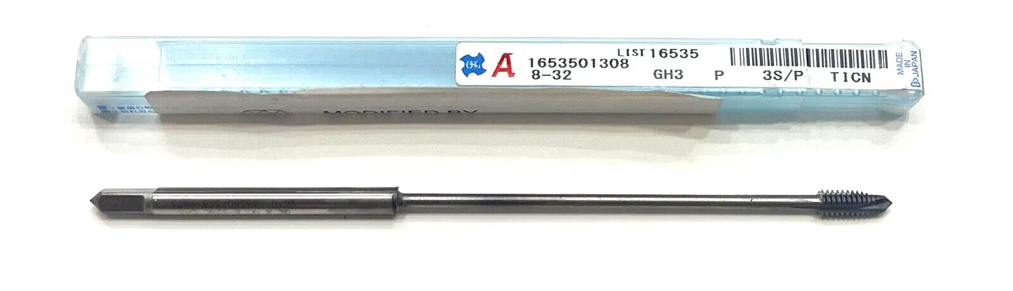 OSG 8-32 VC-10 Spiral Point Plug Tap Long Shank TiCN Coating 3 Flute 1653501308