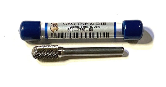 OSG SC-3 9.5mm Carbide Burr Cylindrical Ball Nose Medium Tough Cut Burr USA Made