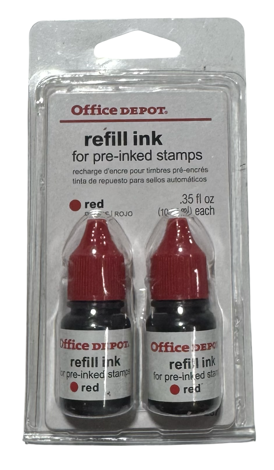 Office Depot Pre-Ink Refill Ink, Red, Pack Of 2