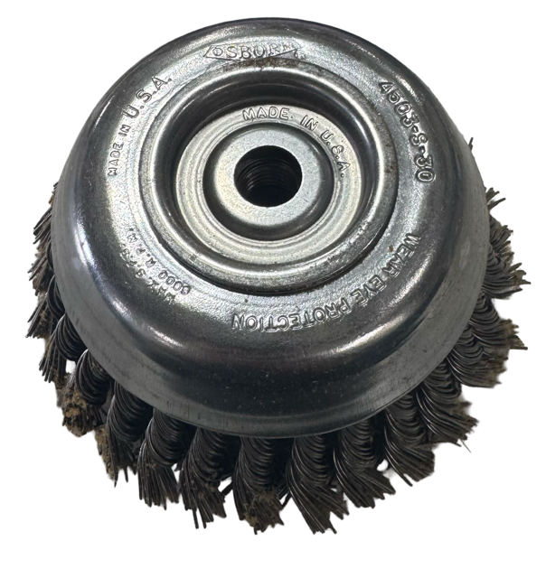 Osborn 6" Knotted Wire Cup Brush 5/8"-11 Arbor .035" Steel Wire USA Made