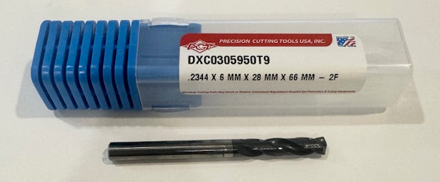 PCT .2344 Solid Carbide Drill 3xD Coolant Thru 2 Flute TiAICN 140 Deg