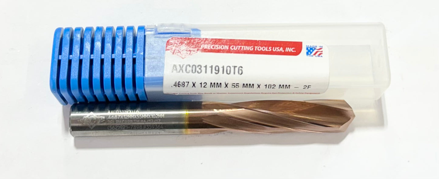 PCT .4687 Solid Carbide Drill 3xD ZrCN Coated 2 Flute Coolant Thru