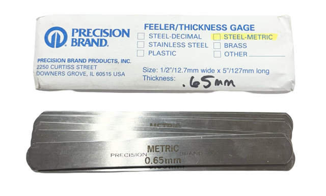 Precision Brand 0.65mm Metric Steel Feeler Gage 1/2" x 5" 10 Pack USA Made