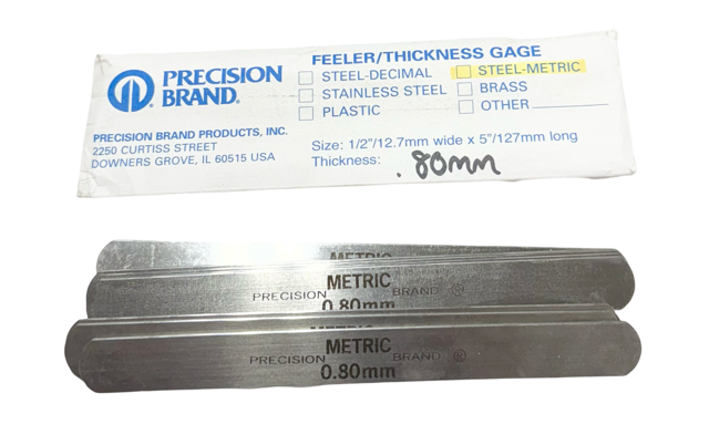 Precision Brand 0.80mm Metric Steel Feeler Gage 1/2" x 5" 10 Pack USA Made