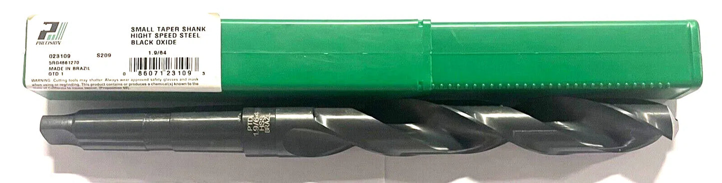 Precision Twist Drill 1-9/64" HSS Taper Shank Drill 3MT Small Taper Type 118°