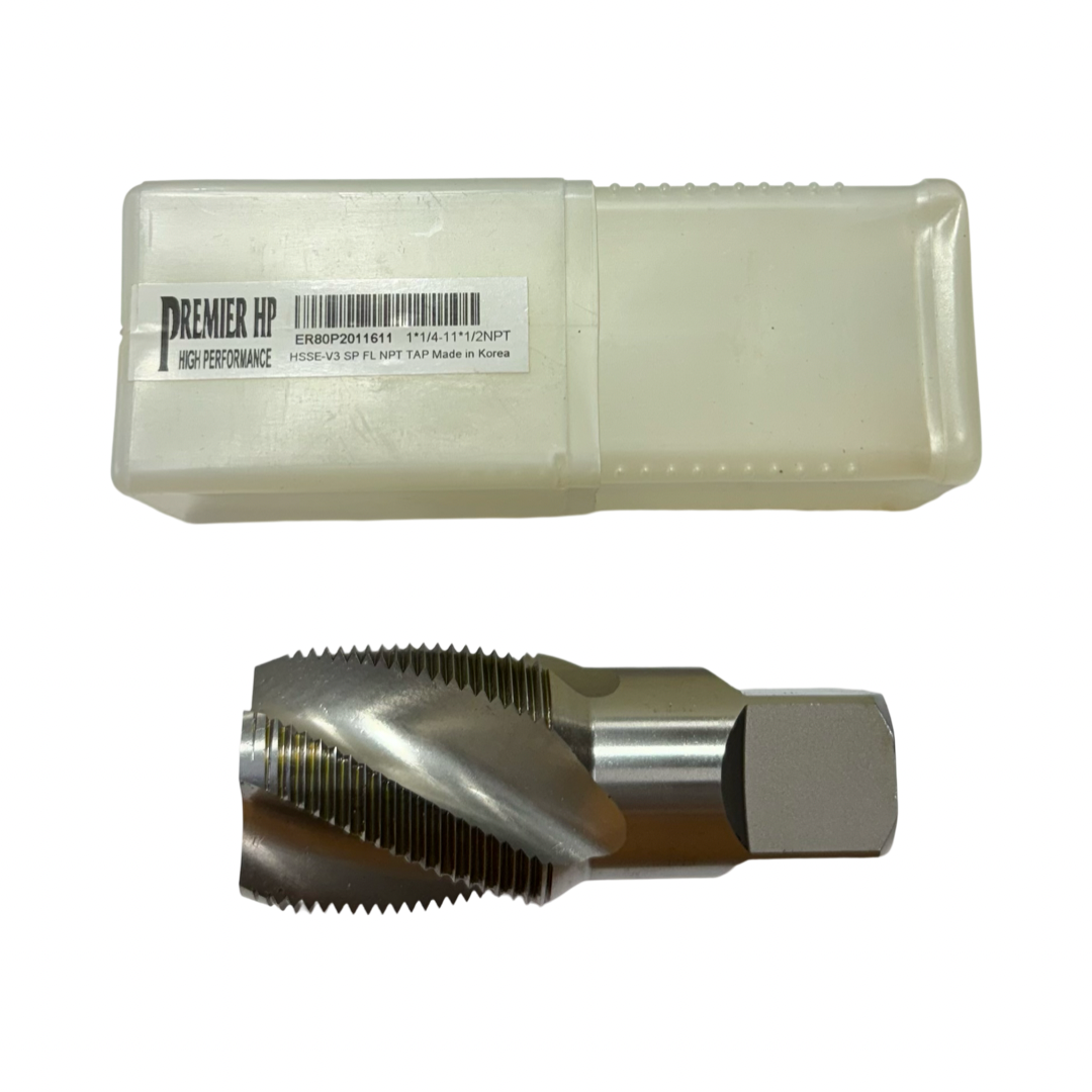 Premier HP 1-1/4"-11-1/2"NPT HSSE-V3 Spiral Flute Pipe Tap 5 Flute
