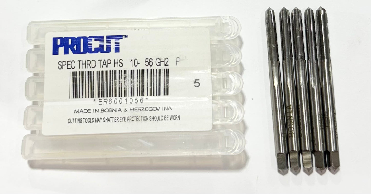 ProCut 10-56 HSS Hand Tap 4 Flute Special Thread Plug Tap 5 Pack