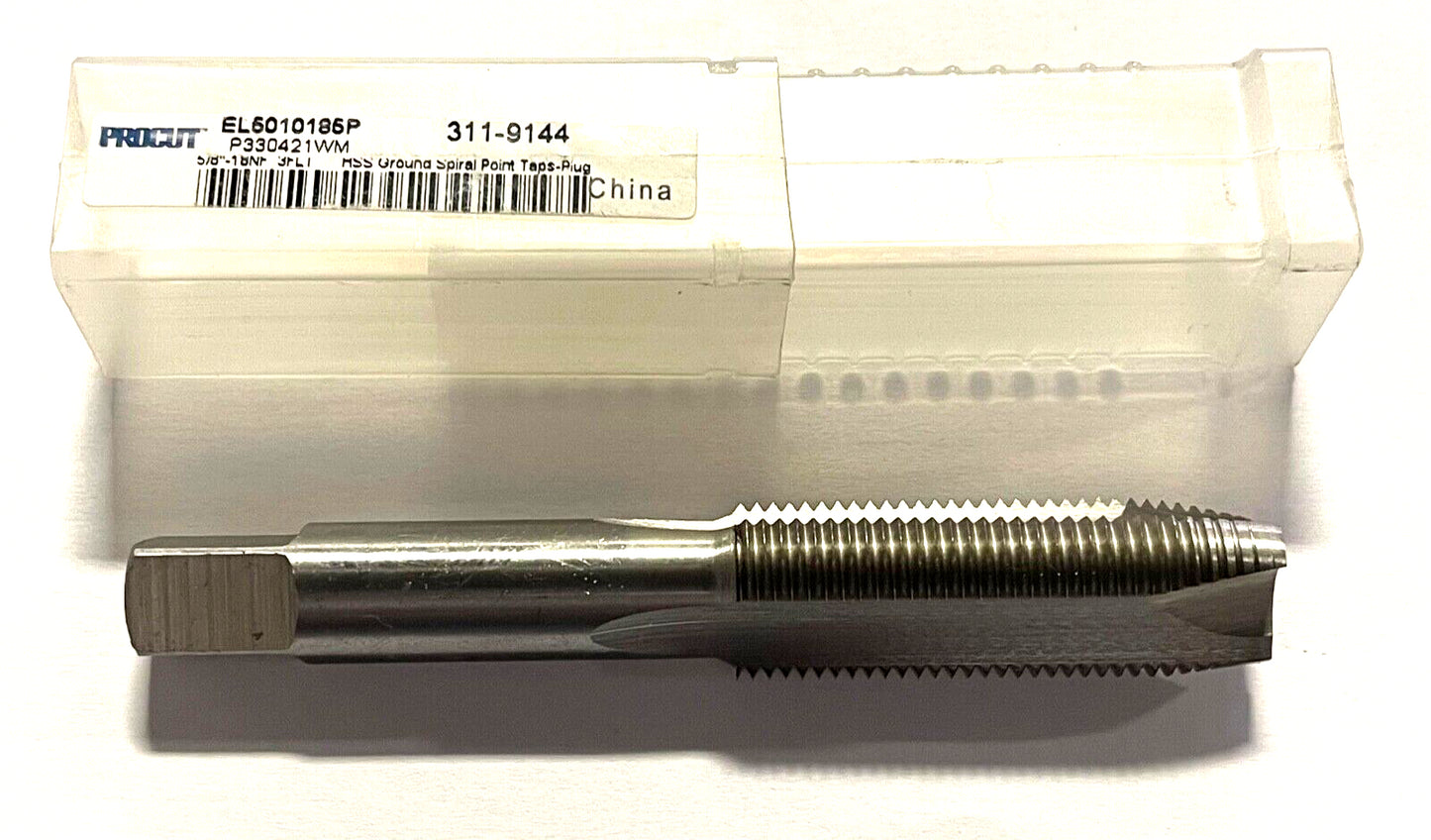 ProCut 5/8-18 Tap HSS Spiral Point Plug Tap 3 Flute H5 Bright Finish