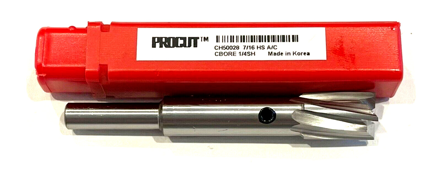 ProCut 7/16" HSS Aircraft Counterbore Interchangeable Pilot 1/4" Shank